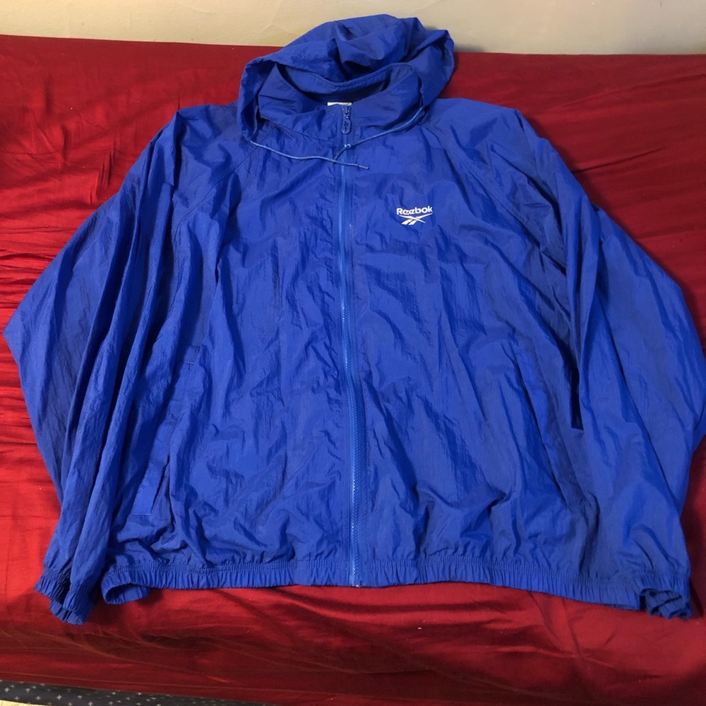 VIntage REEBOK nylon logo blue track windbreaker